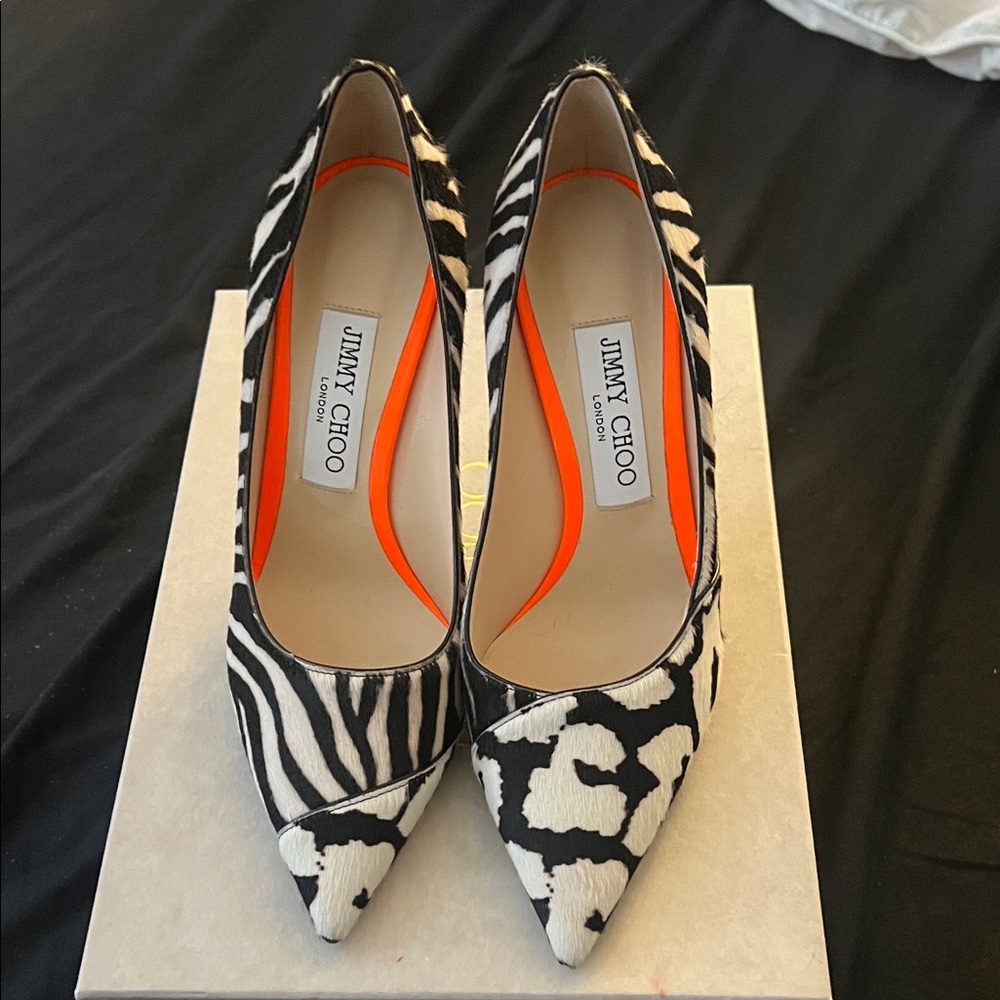 Jimmy Choo Zebra Print Heels in Black and White